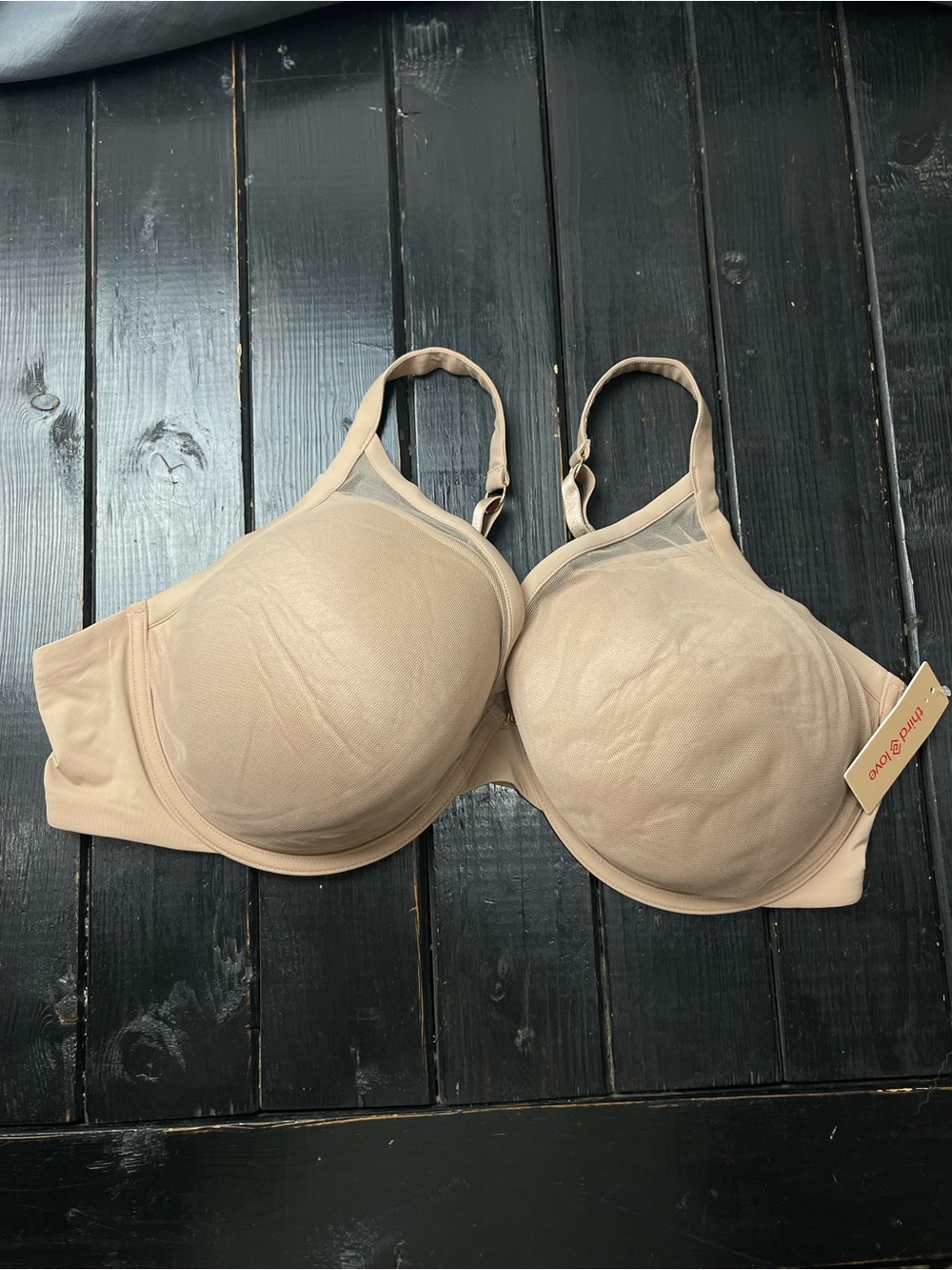 Third love size 42D 24/7 classic uplift plunge bra taupe Nude New Removable Pads